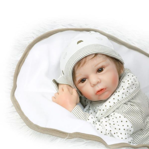 

wholesale- 55cm lifelike reborn baby doll with fiber hair soft real gentle touch vinyl silicone doll children's playmate christmas gift