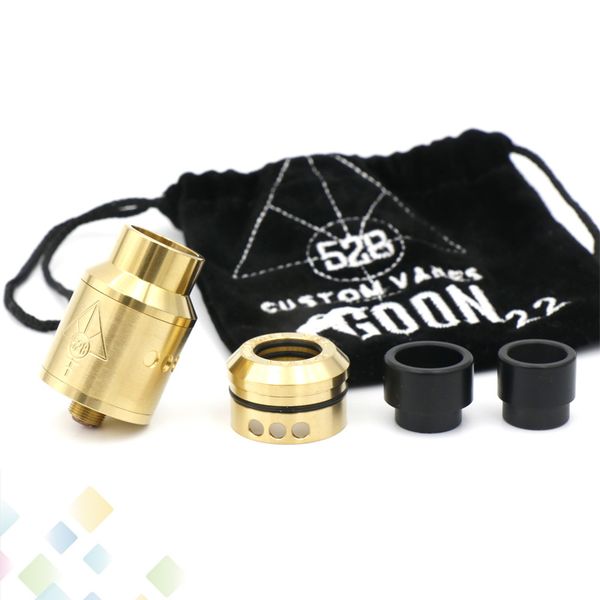 

GOON RDA 22MM Clone Rebuildable Dripping Atomizers With 2 pcs Drip Tips And Metal CHUFF 528 LOGO ON fit 510 Mods DHL Free