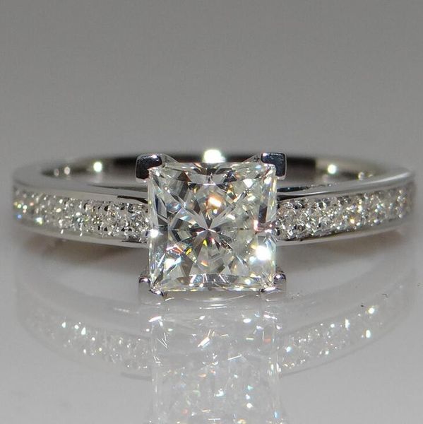 

павлин звезда твердые стерлингового серебра 925 годовщина свадьбы обручальное кольцо 0.7 ct принцесса cut создан ювелирные изделия с бриллиа, Slivery;golden