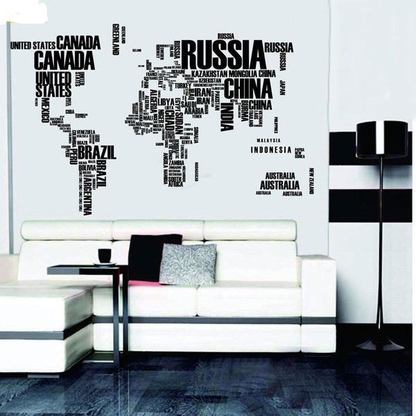 

new fashion letter world map quote removable vinyl decal mural home decor wall stickers ing