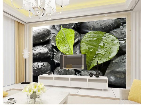 

3d customized wallpaper customized wallpaper for walls rain leaves stone 3d tv backdrop wall mural p wallpaper
