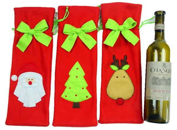2018 Christmas Decoration Wine Bottle Bags With Bow Wine Bottles