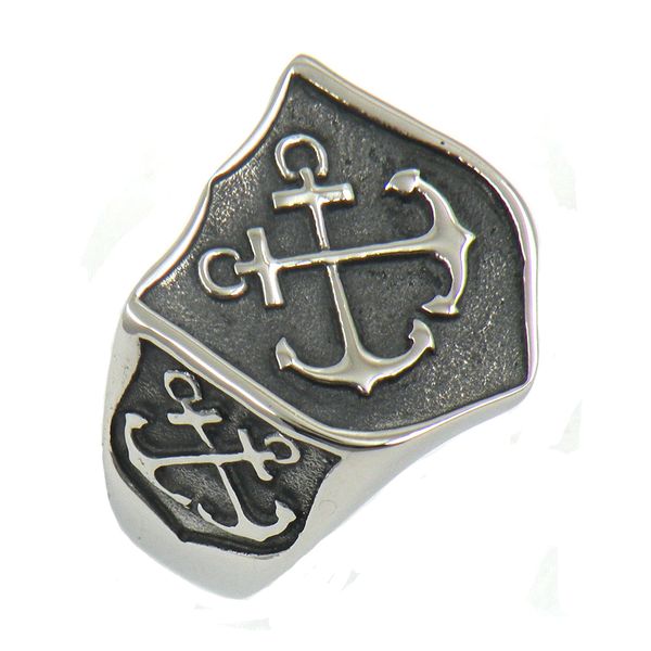 

fanssteel stainless steel jewelry punk vintage military marine cross anchor ring sailor navy ring gift for brothers fsr12w31, Silver