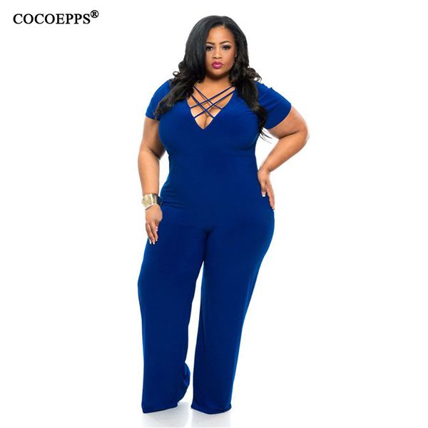 

wholesale- plus size womens bodycon jumpsuits rompers short sleeve deep v neck bandage jumpsuit romper one piece big size 2xl 3xl, Black;white