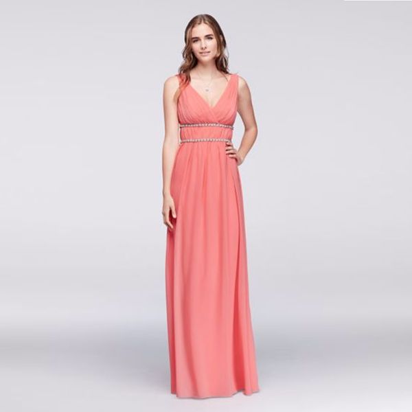 

2021 new surplice bodice chiffon gown bridesmaid dresses with beaded waist jp2917122 wedding party evening dress formal gowns, White;pink