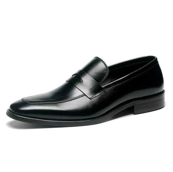 

fashion men shoes genuine leather men dress shoes new cow leather men's business casual classic gentleman shoes man, Black