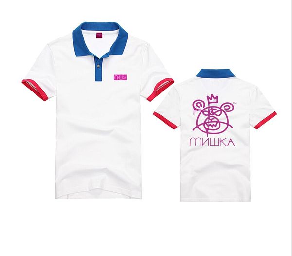 

s593 fashion mishka mens skateboards hip hop polos t shirt short sleeve cotton polo ing, White;black
