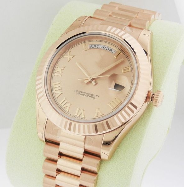 

Мужские наручные часы с бесплатной доставкой 218235 Day Date II 18k Rose Champagne Roman Dial Президен
