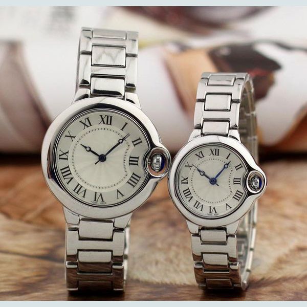 

горячие женщины мужчины пара luxury watches top brand мода часы полный диапазон нержавеющей стали кварцевые наручные часы для мужской дамы в, Slivery;brown