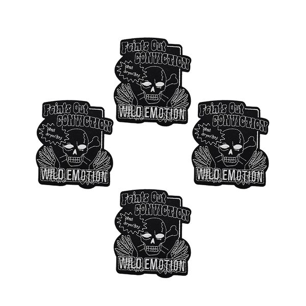 1 STÜCK Punk-Schädel-Abzeichen Patches für Motorkleidung Eisen auf Transferapplikation Patch für Kleidungsstück Jacke DIY Nähen auf Stickerei-Abzeichen