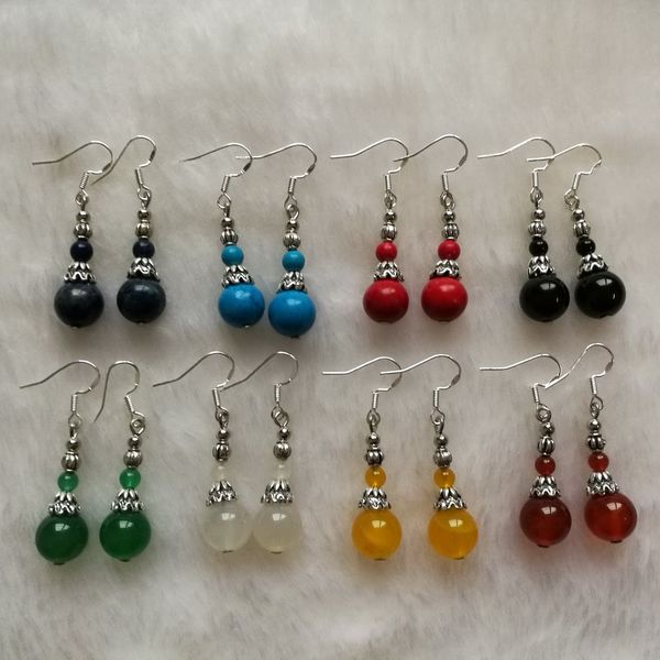 

Пара / 2 шт. Оптовая же дизайн нефрит / бирюза / лазурь / коралловые бусы серьги