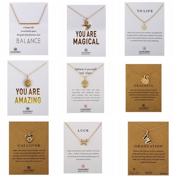 

2017 new dogeared necklace with card love wish luck family cat life pendant noble and delicate silver choker valentine day christmas gift