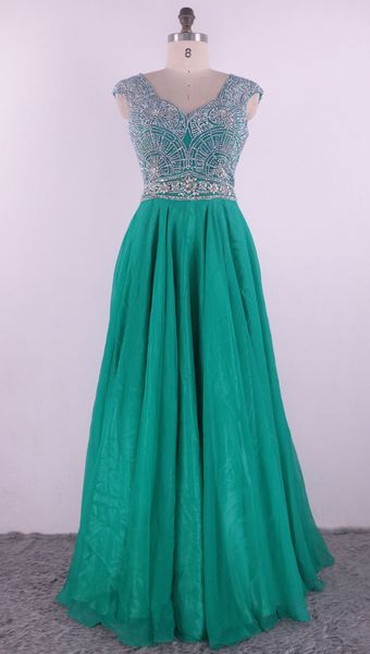 

beaded capped long chiffon formal evening dress with open back 2018 elegant evening gowns for party, Black;red