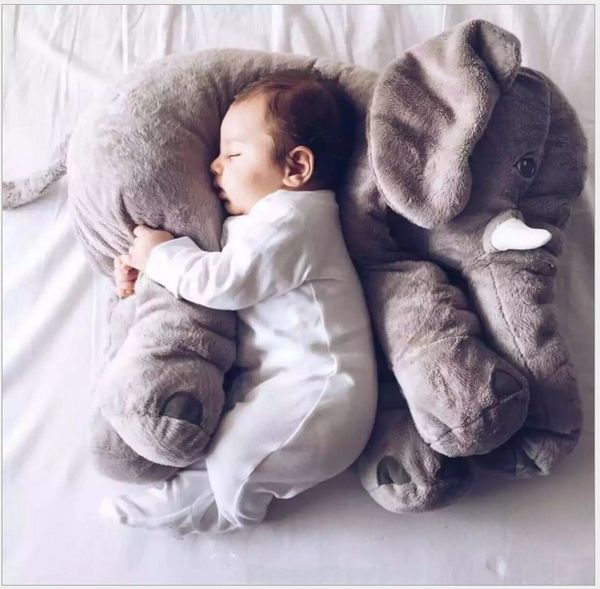 Vendita al dettaglio Elefante Cuscino Baby Doll Bambini Cuscini per dormire Regalo di compleanno Cuscino per bambini Naso lungo Bambola elefante Giocattoli morbidi di peluche 40cm * 40cm * 35cm