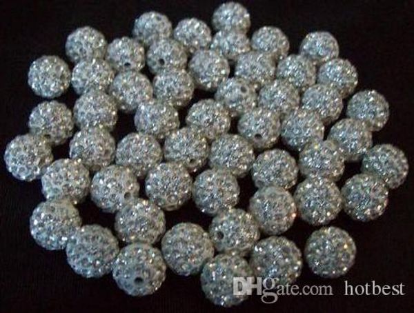 

10mm 100pcs/lot white clear crystal crystal bead bracelet necklace beads jewelry making.spacer beads lotrhinestone diy e6232