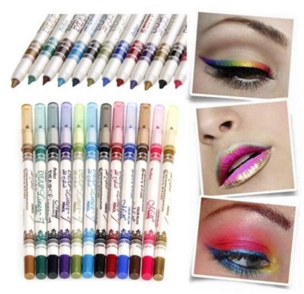 

12 color glitter lip liner eye hadow eyeliner pencil pen co metic makeup et eye hadow pencil kka2092