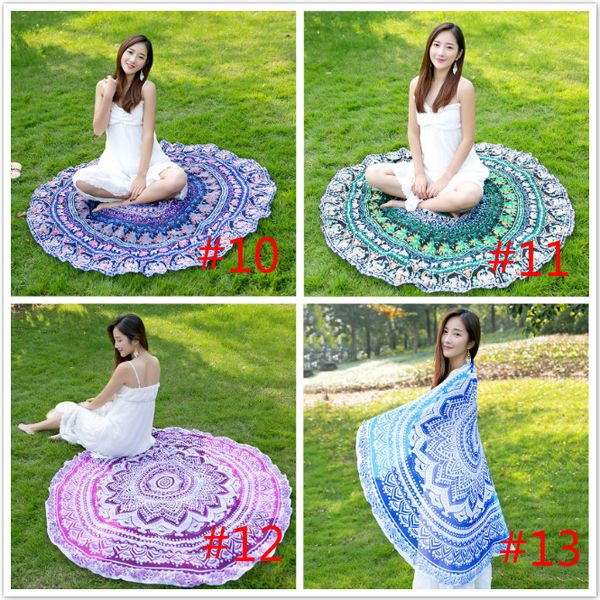 

picnic cushion yoga mat beach towels round mandala sunscreen shawl blanket printed tapestry outdoor seaside vacations cushion 13 colors