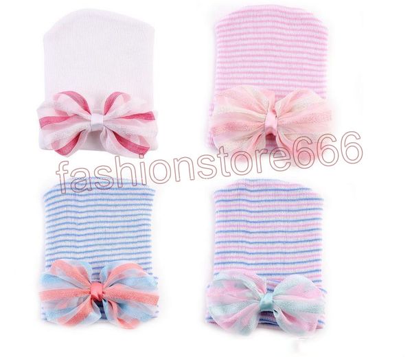 Cute Newborn Baby Infant Toddler Girls Bow Flower Soft Hospital Cap Beanie Hat