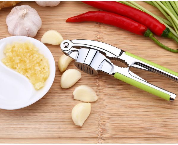 Clip manuale per aglio Pressa per aglio in lega di zinco Smerigliatrice portatile per alimenti Controllo della pressione della marmellata Spremiaglio da cucina per insalata di frutta