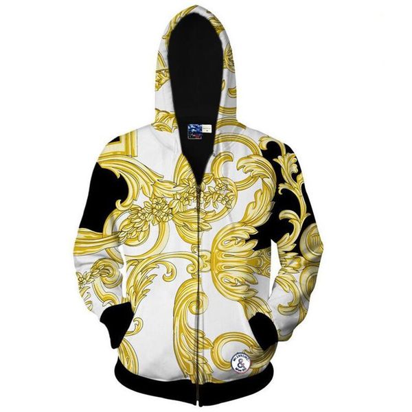 

wholesale- 2016 new brand medusa & swag hoodies oversized jacket 3d flowers digital print men / women cotton hooded zipper sweatshirt coat, Black