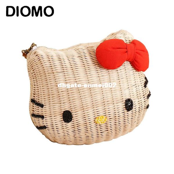 

Dhgate Hello Kitty женские сумки из ротанга соломенная девушка пляжная сумка мультфильм ткань высокого качества сумки на ремне для девочек