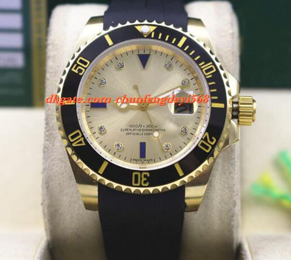 

fashion luxury factory black bezel ceramic rubber bracelet diamond watch mens 40mm automatic movement men watches new arrival, Slivery;brown