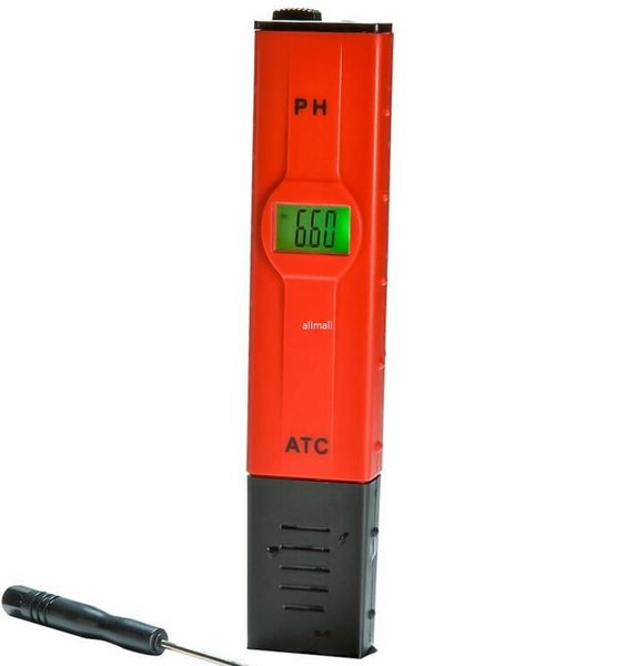 Freeshipping 10 teile/los Tragbare PH tester mit hoher genauigkeit temperatur kompensation ATC Wasser Meter Acidometer Monitor grüne hintergrundbeleuchtung