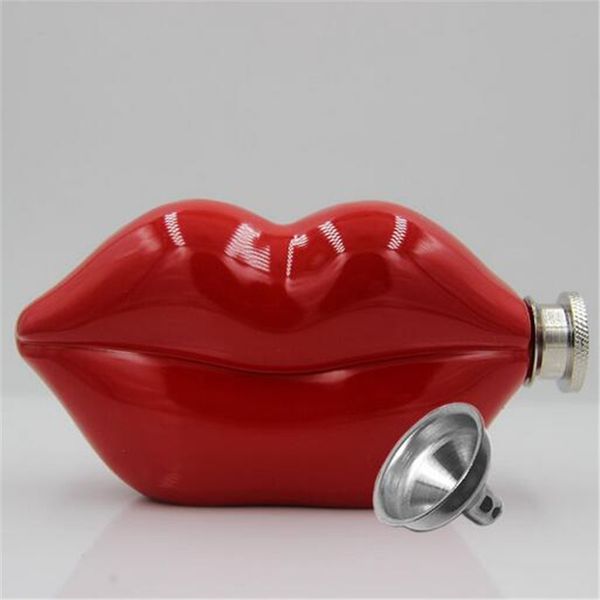 

hip flasks wine bar 5oz red charm lip hip flask with funnel grade 304 stainless steel bar drinking bottle collection outdoor travel