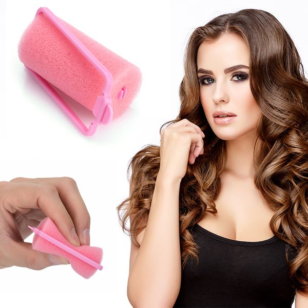 Soft Magic Sponge Foam Cushion Hair Rollers Styling Pink Hair