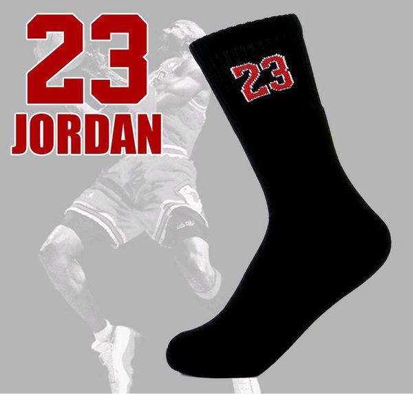 

number 23 fashion sport socks for men and women football basketball star athletic drained sweat breathable towel socks wholesale, Black
