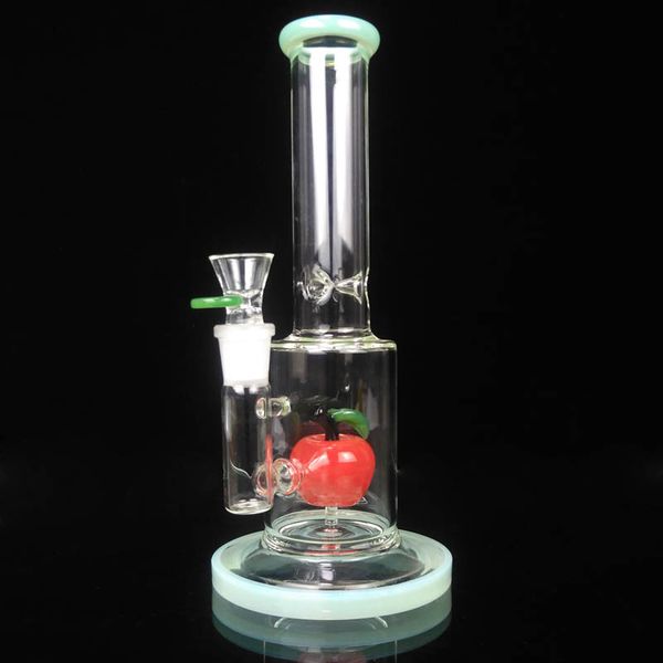 Glas-Perkolator-Bong-Wasserpfeife, gerades Rohr, klassische Bong, 11 Zoll, mundgeblasene Bong mit Apfel-Bubbler, Glas-Bong-Wasserpfeife
