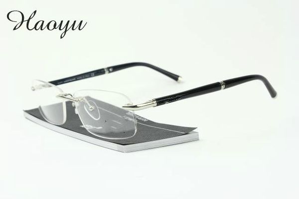 

wholesale- haoyu titanium glasses frame men rimless eyeglasses brand fold optical myopia frameless prescription glasses mb0347, Silver