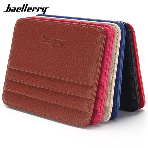 

baellerry real leather new fashion men women credit card holder case card holder wallet 6 color business cards bag id holders, Brown;gray