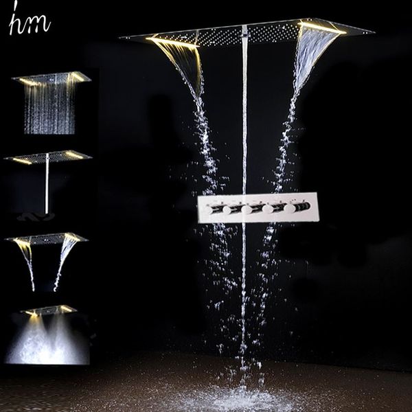

5 function rece ed ceiling led hower et bathroom acce orie 700 380mm electric hower rainfall waterfall mi ty water column 161222