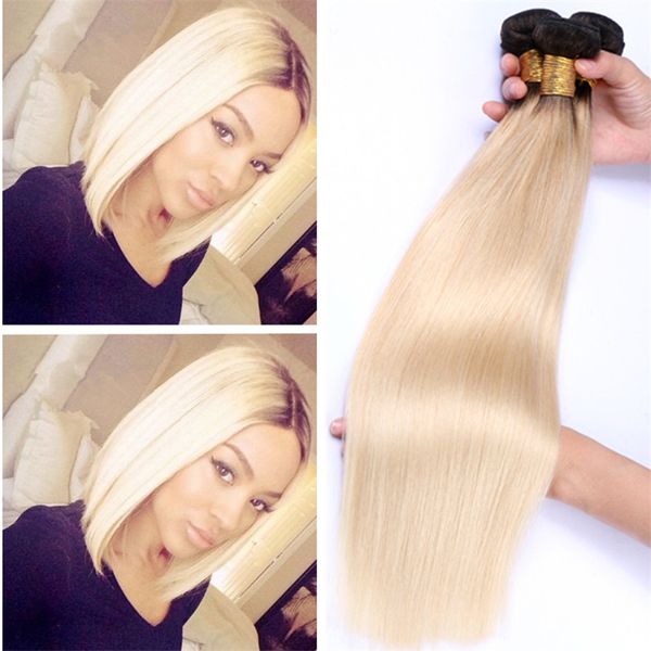 Platinum Blonde Dark Roots Ombre Malaysian Hair 1b 613 Ombre