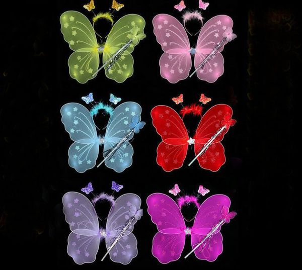Бесплатная доставка крыло бабочки набор (крыло, оголовье, волшебная палочка) / крыло ангела / аксессуары для вечеринок 6 цветов