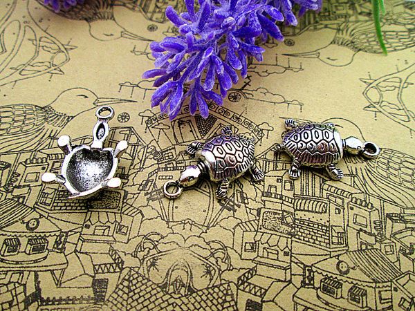 

75pcs--turtle tortoise charms charms, antique silver tone turtle tortoise charms pendants 14x22mm, Bronze;silver