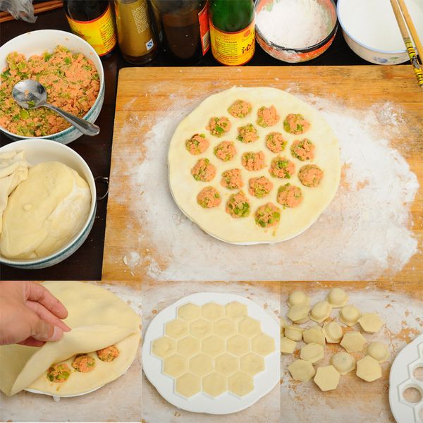 

wholesale- new dumpling mold maker kitchen dough press ravioli diy 19 holes dumplings maker mold