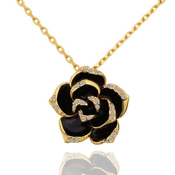 

Brand new flower white crystal 18K gold Necklaces for women,Brand new yellow gold gem pendant Necklaces include chains SGN613