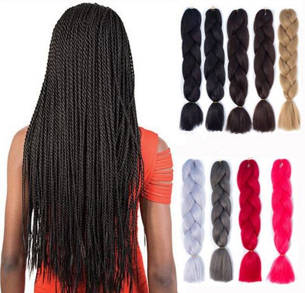 

synthetic braiding hair 24inch 100g single color premium ultra braid kanekalon jumbo braid hair ing, Black