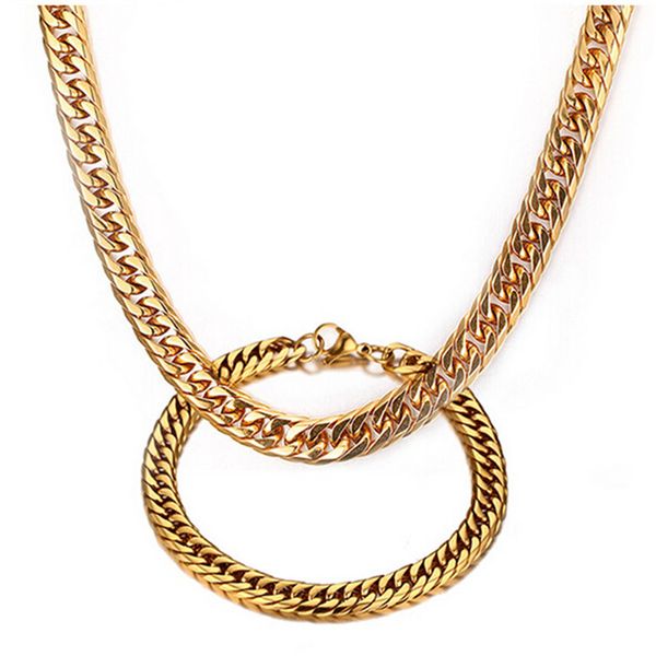 

2017 new 100% brand new unique 18k gold plated necklace men set (necklace+bracelet) men's gift jewelry set, Silver