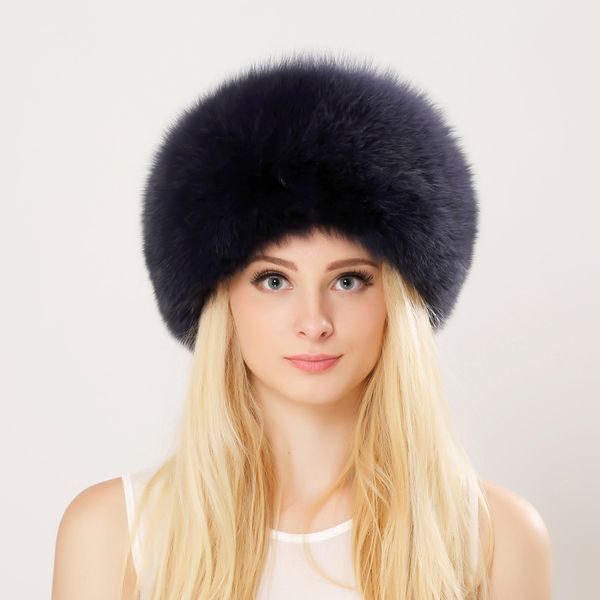 

leather hat bomber fur fur real fox warm with winter nature crown thick genuine hat russian luomi, White;black