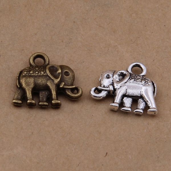 

600 pcs 12x14mm zinc alloy antique silver & antique bronze elephant diy charms pendantske charm pendant beads, Bronze;silver