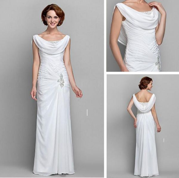 Vintage elegante Plus Size coluna mãe do vestido de noiva inspirado assoalho-comprimento mangas Chiffon com vestidos de mãe perolização