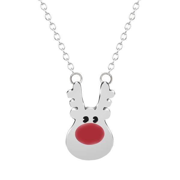 

10pcs/lot simple style red christmas deer statement necklace reindeer rudolph women jewelry kids girls gift, Silver