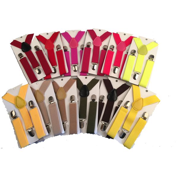 

wholesale- boys girls kids suspenders party perform solid color clip-on trousers y-back braces adjustable elastic suspender yhh0045, Black;white