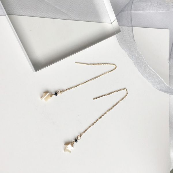 

simple shells fine small stars long black drill taps earrings wholesale ing, Silver