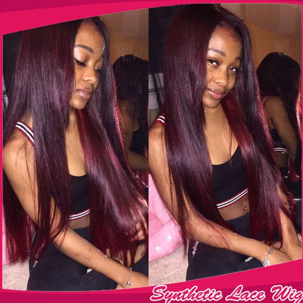 Charming Dark Purple 99j Silky Straight Long Wigs Heat Resistant