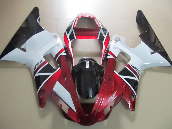 Kit de carenagem de plástico ABS para Yamaha YZF R1 2000 2001 carenagem vinho vermelho branco conjunto YZFR1 00 01 OT17