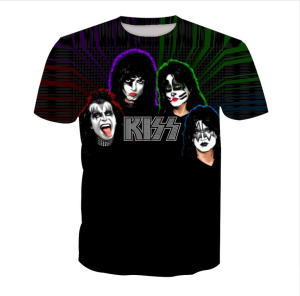 

summer style fashion mens/womens kiss funny 3d print casual t-shirt abcq00179, White;black